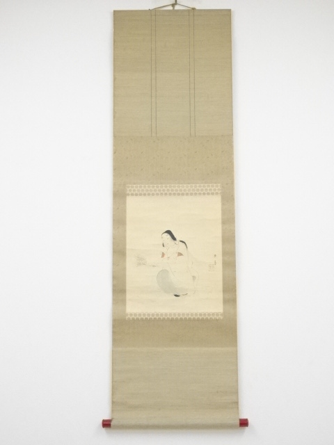 JAPANESE HANGING SCROLL / HAND PAINTED / PEOPLE IN THE PAST
